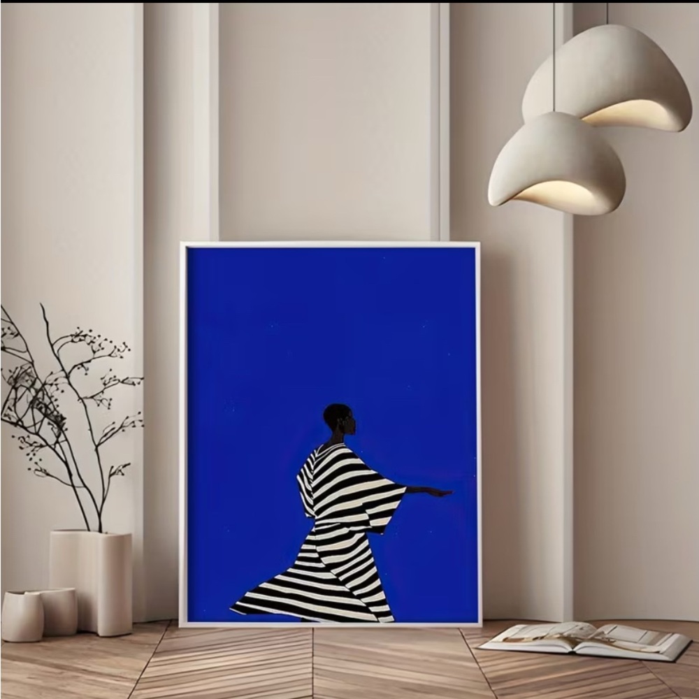 Modern Blue and Black Art Print